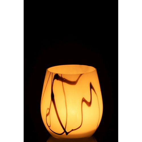 Photophore En Verre "effet Fumé" 14cm Blanc