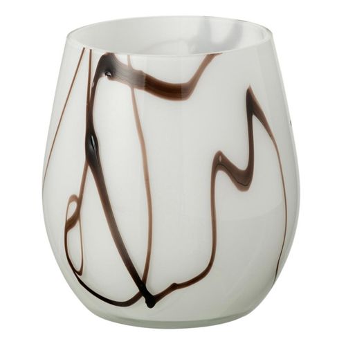 Photophore En Verre "effet Fumé" 14cm Blanc