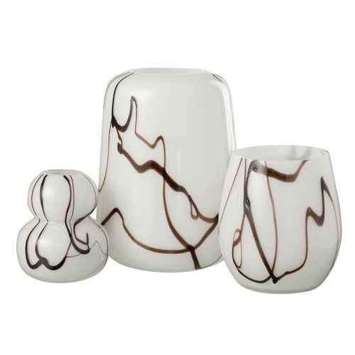 Vase Déco En Verre "effet Fumé" 22cm Blanc