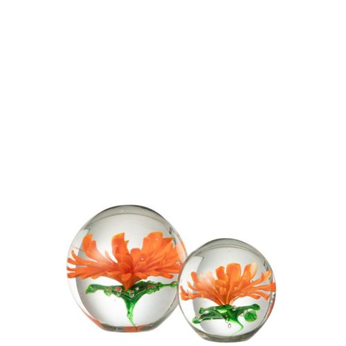 Presse-papier Fleur En Verre "aster" 10cm Orange
