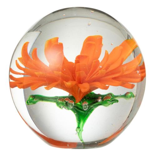 Presse-papier Fleur En Verre "aster" 10cm Orange