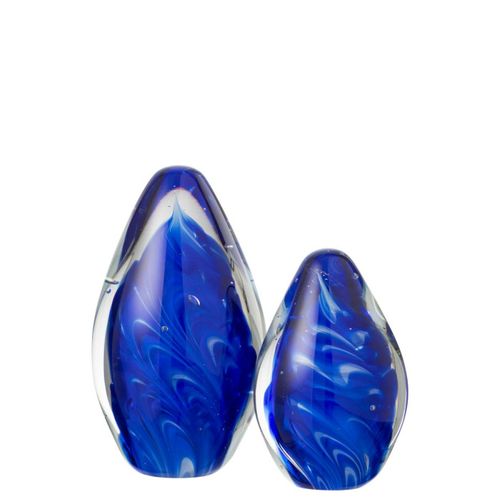 Presse-papier Ovale En Verre "polypus" 14cm Bleu