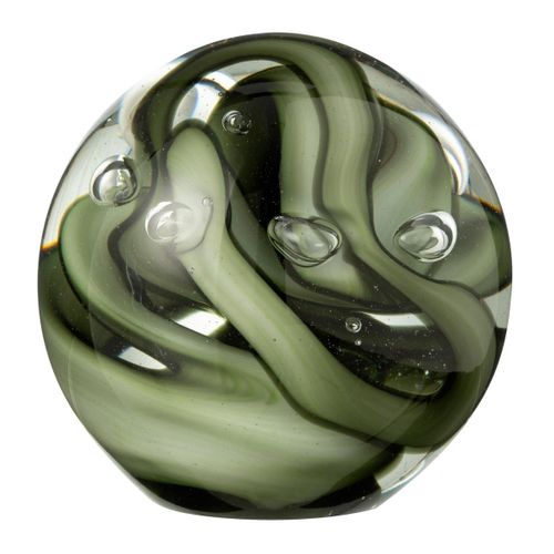 Presse-papier Rond En Verre "tornado" 12cm Vert