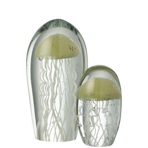 Presse-papier Ovale En Verre Méduse "calypso" 21cm Vert