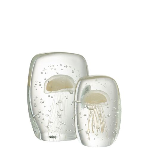 Presse-papier En Verre Méduse "calypso" 15cm Beige