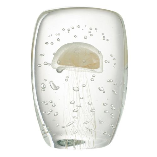 Presse-papier En Verre Méduse "calypso" 15cm Beige