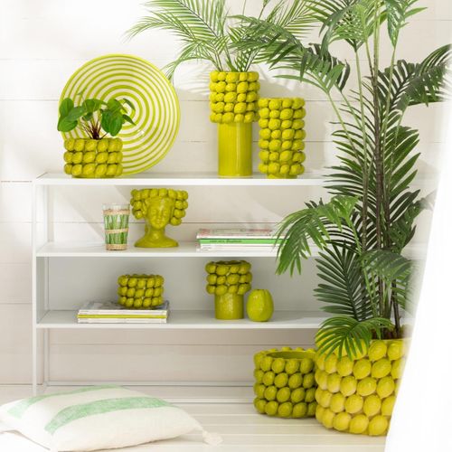 Vase Déco En Céramique "citron" 26cm Vert