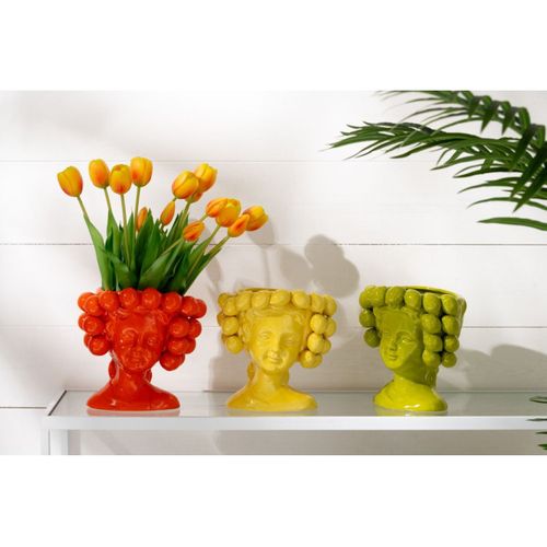 Cache-pot En Céramique "fille Citron" 20cm Jaune