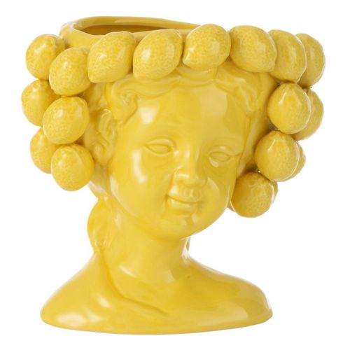 Cache-pot En Céramique "fille Citron" 20cm Jaune