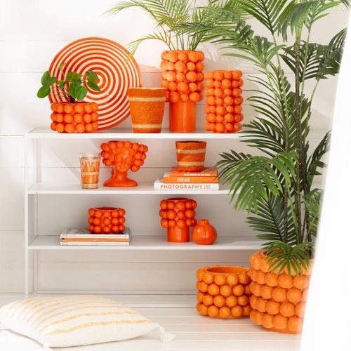 Vase Déco En Céramique "orange" 26cm Orange