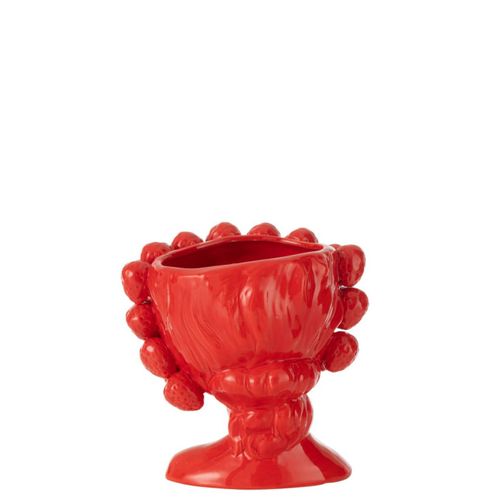 Cache-pot En Céramique "fille Fraise" 20cm Rouge