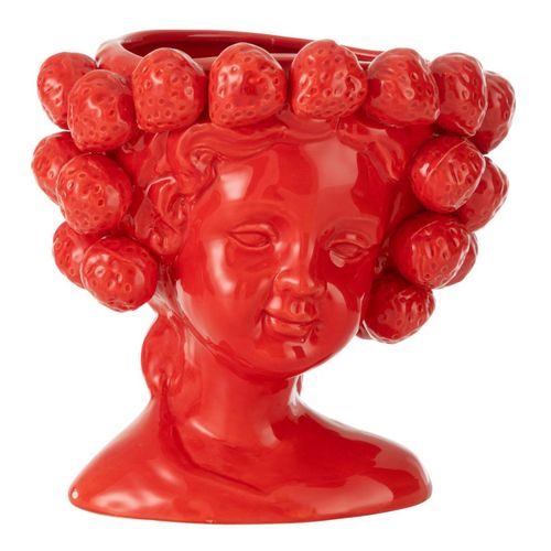 Cache-pot En Céramique "fille Fraise" 20cm Rouge