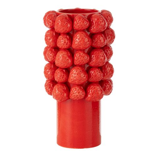 Vase Déco En Céramique "fraise" 34cm Rouge