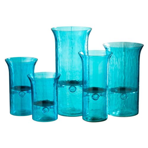 Photophore Étroit En Verre "tarifa" 26cm Bleu Azur