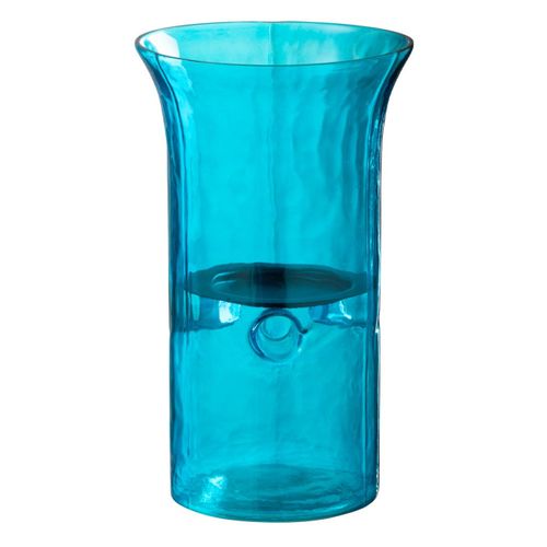 Photophore Étroit En Verre "tarifa" 26cm Bleu Azur