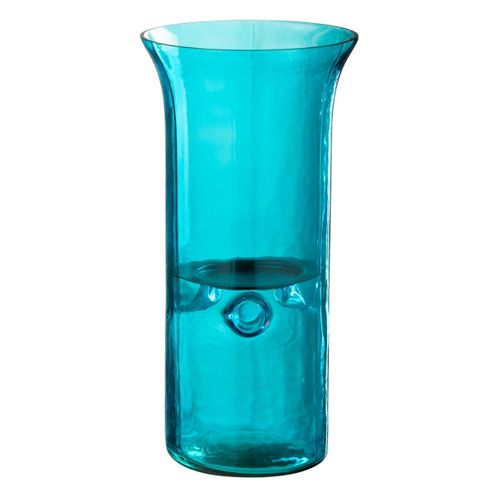 Photophore Étroit En Verre "tarifa" 30cm Bleu Azur