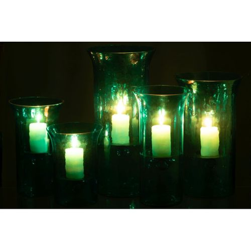 Photophore Étroit En Verre "tarifa" 30cm Bleu Azur