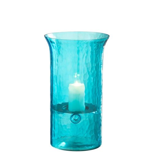 Photophore Étroit En Verre "tarifa" 34cm Bleu Azur