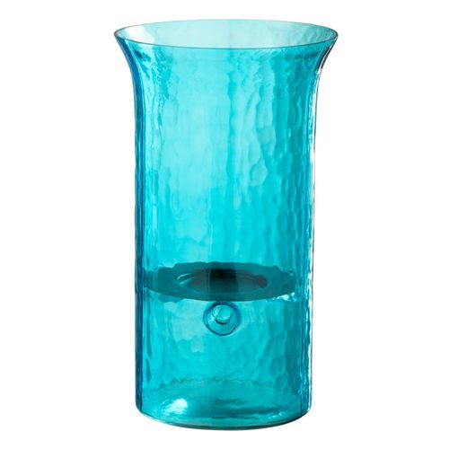 Photophore Étroit En Verre "tarifa" 34cm Bleu Azur