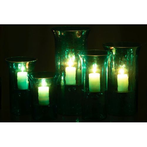 Photophore Étroit En Verre "tarifa" 34cm Bleu Azur