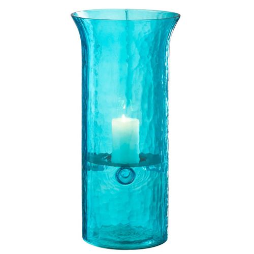 Photophore Étroit En Verre "tarifa" 41cm Bleu Azur