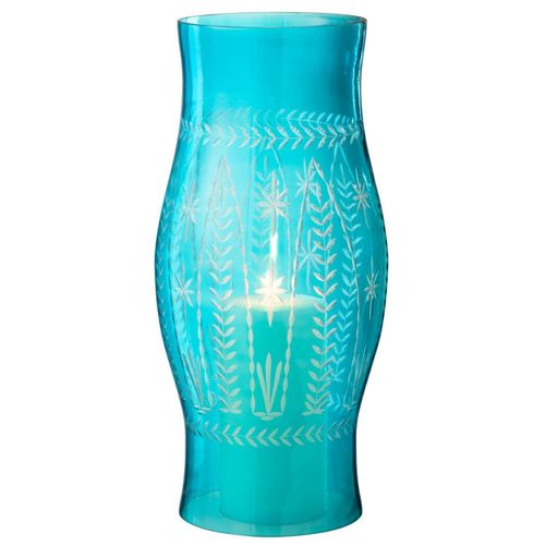 Photophore En Verre "tarifa" 39cm Bleu Azur