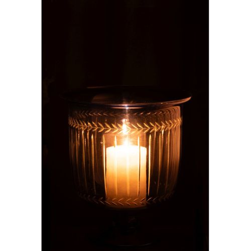 Photophore Sur Pied En Verre "tarifa" 24cm Bleu