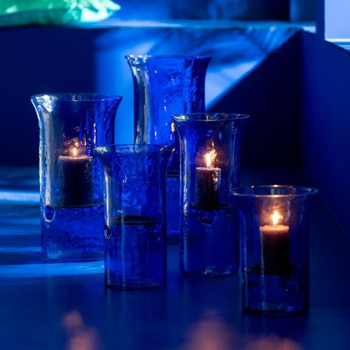 Photophore Étroit En Verre "tarifa" 30cm Bleu