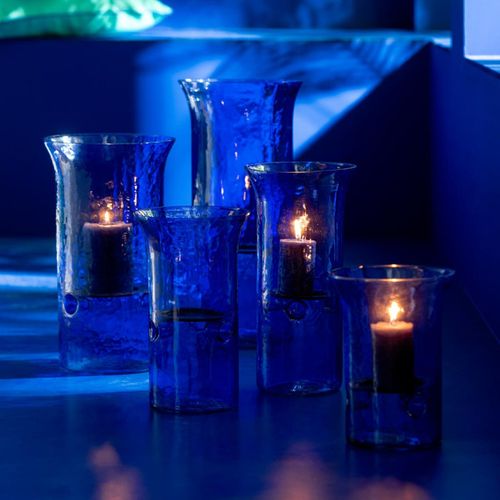 Photophore Étroit En Verre "tarifa" 34cm Bleu