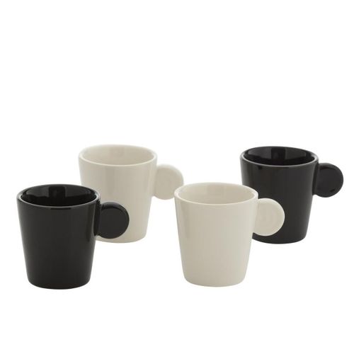 Lot De 4 Tasses à Café "avery" 7,5cl Noir et Blanc