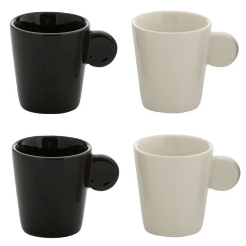 Lot De 4 Tasses à Café "avery" 7,5cl Noir et Blanc