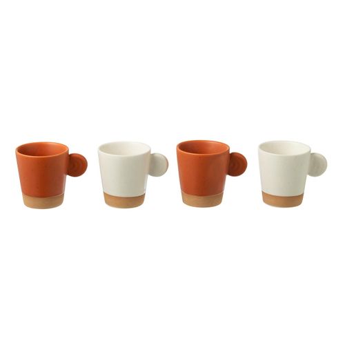 Lot De 4 Tasses à Café "avery" 7,5cl Orange et Blanc