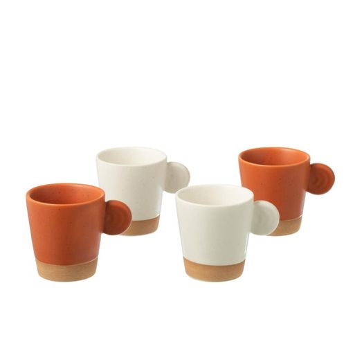 Lot De 4 Tasses à Café "avery" 7,5cl Orange et Blanc