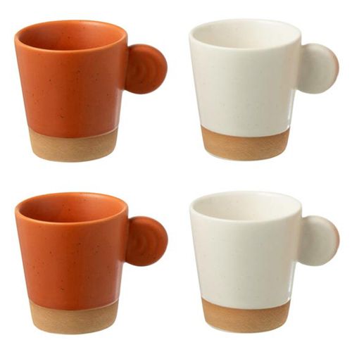 Lot De 4 Tasses à Café "avery" 7,5cl Orange et Blanc