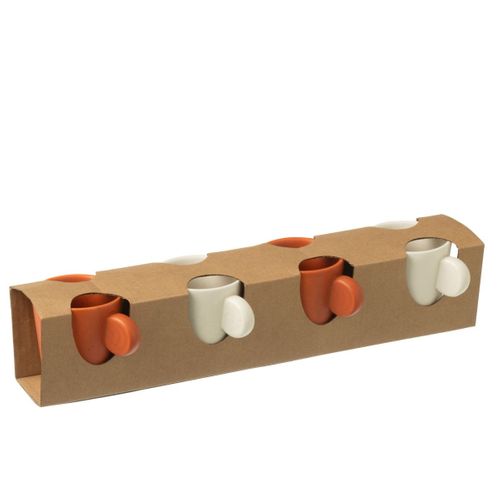 Lot De 4 Tasses à Café "avery" 7,5cl Orange et Blanc