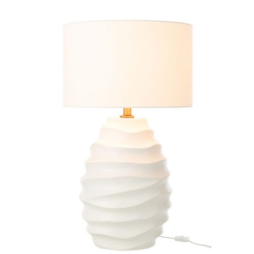 Lampe à Poser En Céramique "vague" 68cm Blanc