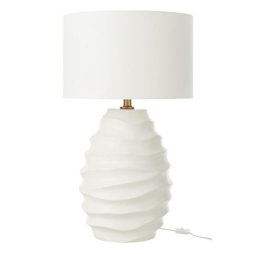 Lampe à Poser En Céramique "vague" 68cm Blanc