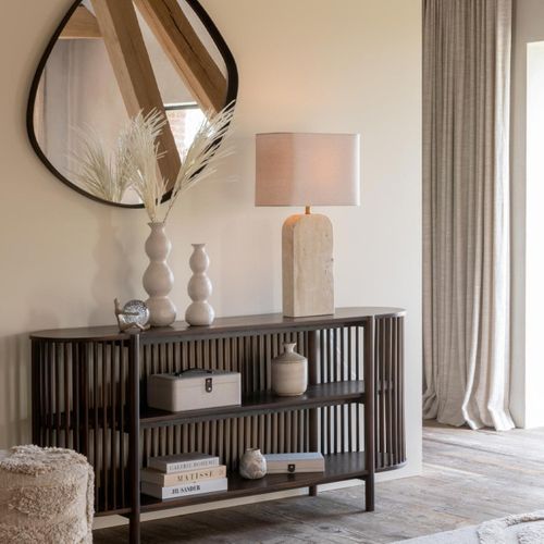 Lampe à Poser En Pierre "travertin" 71cm Beige