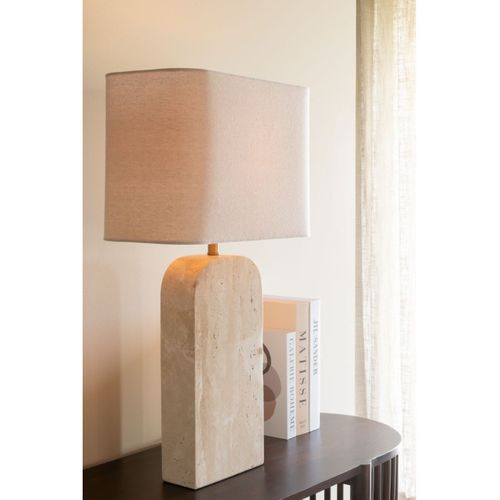 Lampe à Poser En Pierre "travertin" 71cm Beige