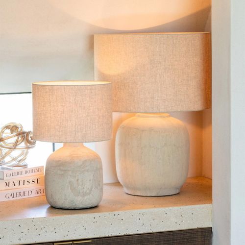 Lampe à Poser En Terre Cuite "mia" 64cm Beige