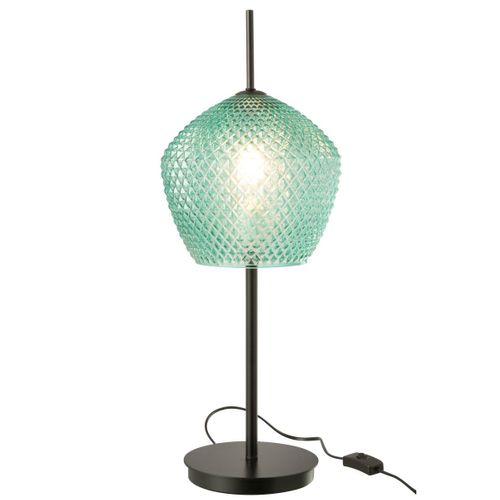 Lampe à Poser En Verre Design "jenna" 60cm Bleu
