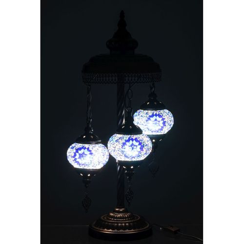 Lampe à Poser Mosaïque 3 Têtes "neal" 78cm Bleu