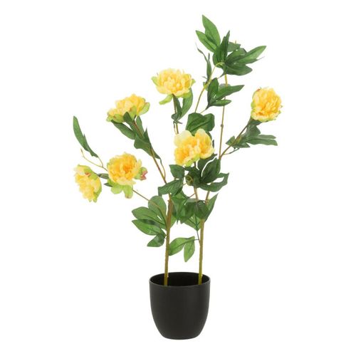 Fleur Artificielle En Pot "pivoine" 80cm Jaune