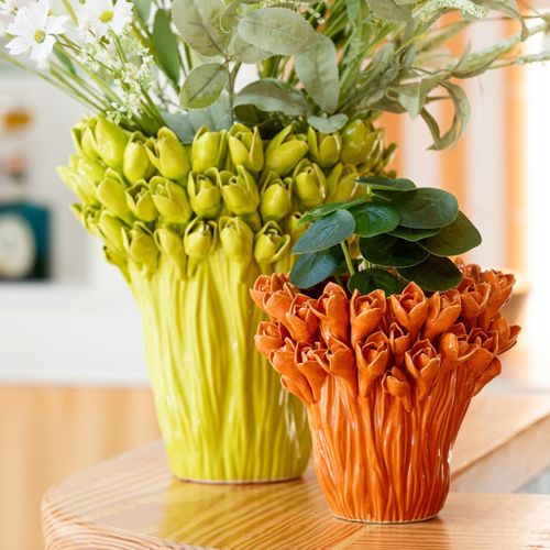 Vase Déco En Grès "ambrosia" 19cm Orange