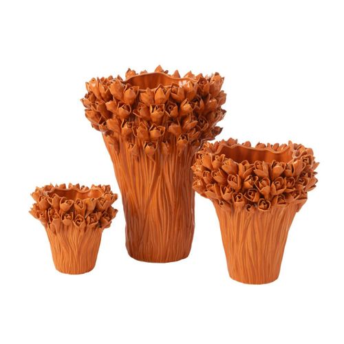 Vase Déco En Grès "ambrosia" 29cm Orange