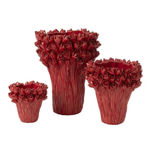 Vase Déco En Grès "ambrosia" 29cm Rouge