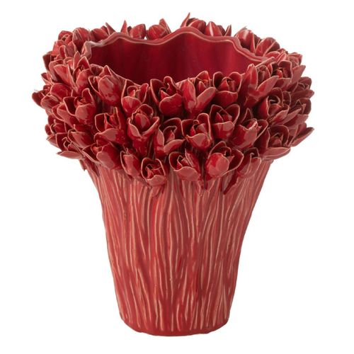 Vase Déco En Grès "ambrosia" 29cm Rouge