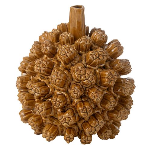 Vase Déco En Grès "saki" 21cm Jaune