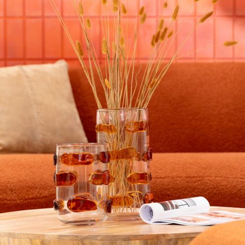 Vase Design En Verre "pebbles" 23cm Ambre