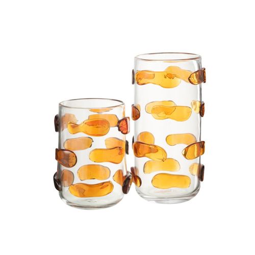 Vase Design En Verre "pebbles" 32cm Ambre